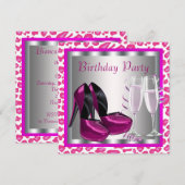 Rode Roze Hoge Hakken Schoenen Vrouwen Luipaard Ve Kaart (Voorkant / Achterkant)