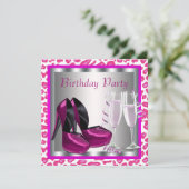 Rode Roze Hoge Hakken Schoenen Vrouwen Luipaard Ve Kaart (Staand voorkant)