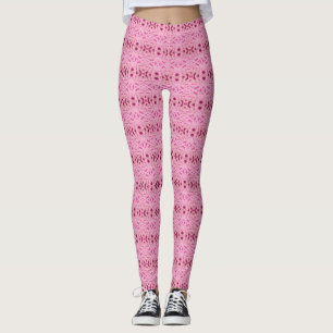 Rode, roze kant Deco kettingpatroon Leggings