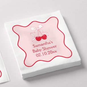 Rode Roze Kers Op De Top Boog Baby Shower  Servet