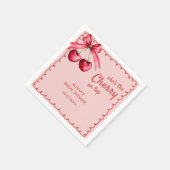 Rode & Roze Kers Op Kers Bruidsdouche Servet (Hoek)