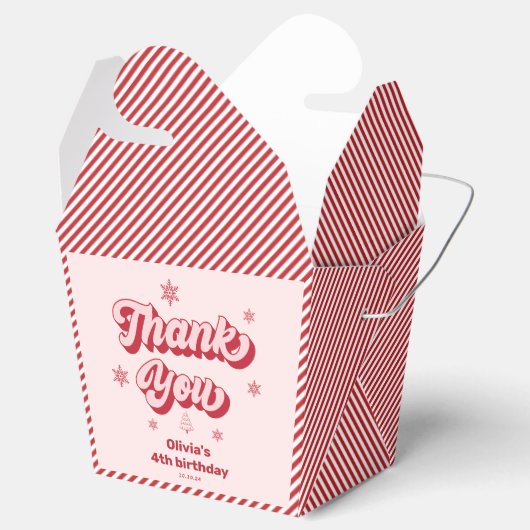 Rode Roze Kerstmis Verjaardag Dank u Bedankdoosjes (Geopend)