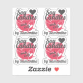 Rode roze kleur gemaakt met hartszeekandels sticker (Vel)