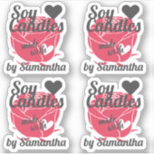 Rode roze kleur gemaakt met hartszeekandels sticker (Voorkant)