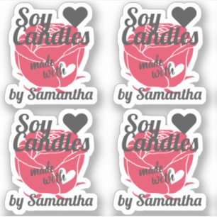 Rode roze  kleur gemaakt met hartszeekandels sticker