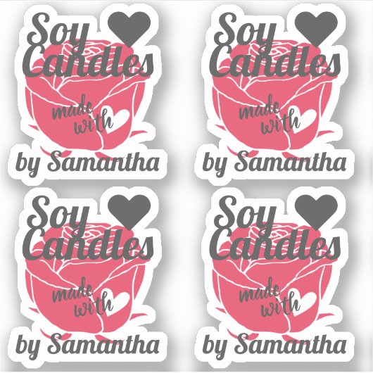 Rode roze kleur gemaakt met hartszeekandels sticker (Voorkant)