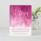 Rode roze kunst herschikt bruiloft kaart (Staand voorkant)