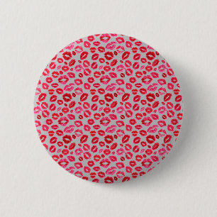 Rode Roze Lippen Kisses Button