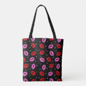 Rode roze lipstick, Prints over de hele Canvas tas (Achterkant)
