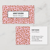 Rode roze luipaard Modern aangepast proefschrift Visitekaartje (Voorkant / Achterkant)