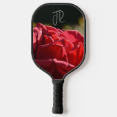  rode roze met naam en monogram pickleball paddle (Achterkant)