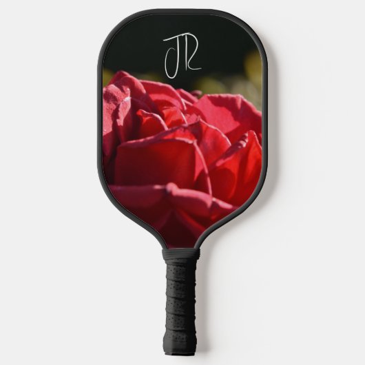  rode roze met naam en monogram pickleball paddle (Achterkant)