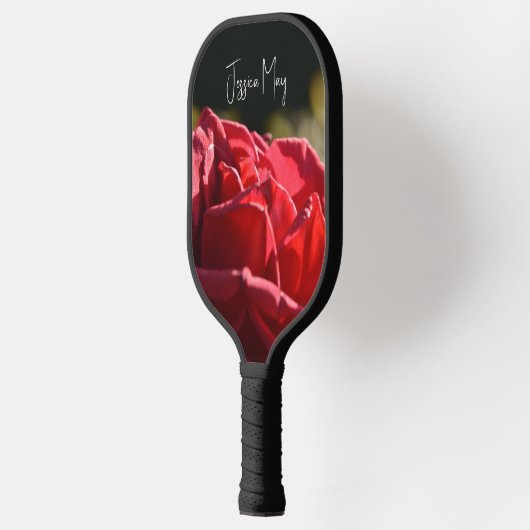  rode roze met naam en monogram pickleball paddle (Links)
