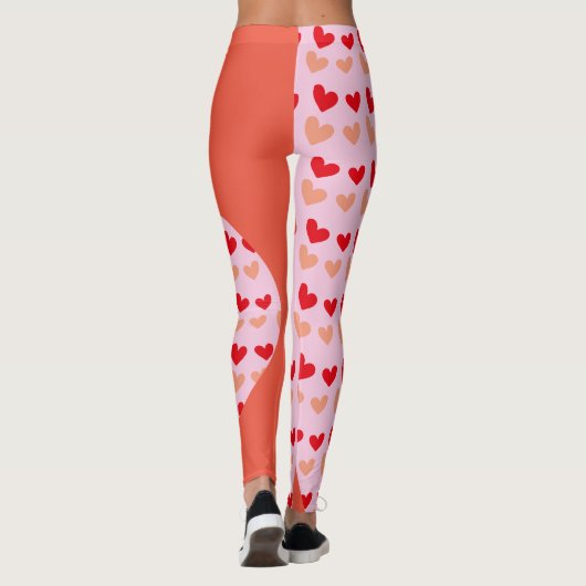 rode roze mini harten leggings (Achterkant)