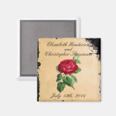  rode roze op een Faux Tan Leather Achtergrond Magneet (Voorkant / Achterkant)