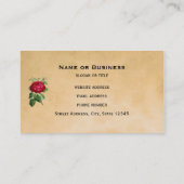 rode roze op een Faux Tan Leather Achtergrond Visitekaartje (Achterkant)