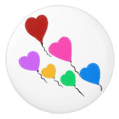 Rode Roze Paarse Groene Hart Ballonnen Keramische Knop (Voorkant)