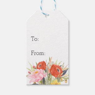Rode Roze Pioen Narcis Bloemen Cadeaulabel