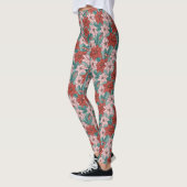 rode roze Poinsettia Floral Pattern Xmas Leggings (Links)