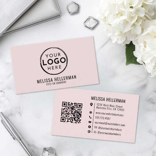 Rode Roze Professionele Logo QR Code Visitekaartje