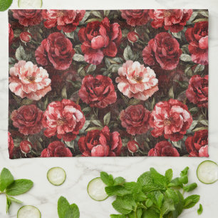 Rode Roze Roos Bloemen Theedoek