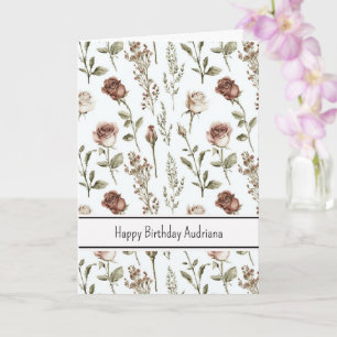 Rode Roze Roos Bloemige Verjaardag Kaart