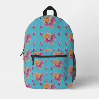 Rode Roze Roos Shabby Chic Teal Aqua Bloem Bloem Bedrukte Rugzak