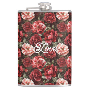 Rode Roze Rozen Bloemen Heupfles