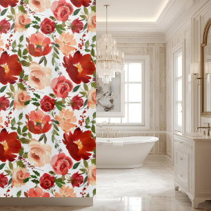 Rode Roze Rozen Klaprozen Trendy Meisjesachtig Gor Douchegordijn