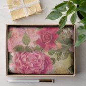  rode roze rozen met Gold Damask Tissuepapier (Geschenk)