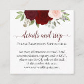 Rode & Roze Rozen Trouwdetails & RSVP QR Code Informatiekaartje (Voorkant)
