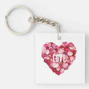 Rode Roze Rozenblaadjes Bloemliefde Sleutelhanger