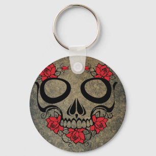 Rode roze Sleutelhanger Button