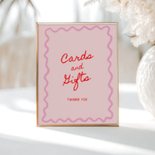 Rode Roze Squiggle Lijst Kaarten en geschenken Poster