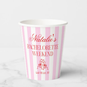 Rode Roze Strepen Bachelorette Weekend Feest Papieren Bekers