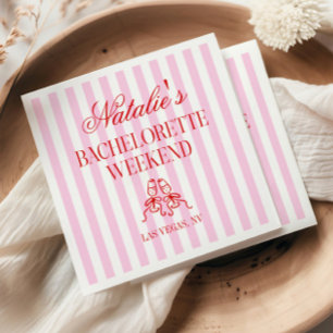 Rode Roze Strepen Bachelorette Weekend Feest Servet