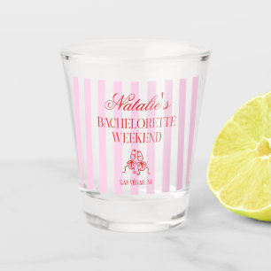 Rode Roze Strepen Bachelorette Weekend Feest Shot Glas