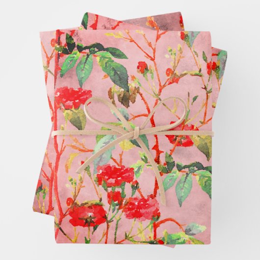  rode roze tuin op roze inpakpapier vel (In situ)