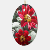 rode, roze vleermuis / melkbloemen keramisch ornament (Links)