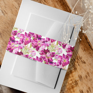 Rode roze voorraad bloemen waterverf bruiloft uitnodigingen wikkel