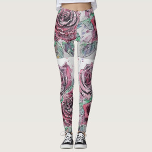 Rode roze Waterverf Bloem Rode Leggings