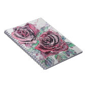 Rode roze Waterverf bloemen Notitieboek (Rechterzijde)