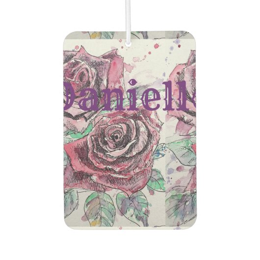 Rode roze Waterverf florerende auto Luchtverfrisser (Voorkant)