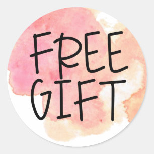 Rode roze waterverf gratis cadeausticker zonder ca ronde sticker