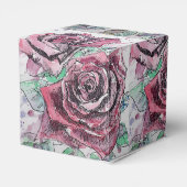 Rode roze Waterverf Heart Cake Favor Box Bedankdoosjes (Achterkant)