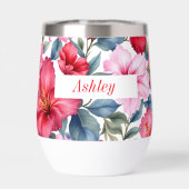 Rode Roze Waterverf Hibiscusbloemen (Achterkant)