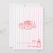 Rode Roze Whimsical Doodle Laten we Brunchen Baby Kaart (Achterkant)