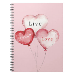Rode Roze Witte Hart Ballonnen Leef Lachen Liefde Notitieboek
