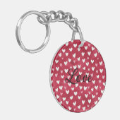 Rode Roze Witte Harten Sleutelhanger (Voorkant Links)