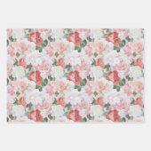 Rode Roze Witte Rozen Bloemige Bruidsdouche Inpakpapier Vel (Voorkant)